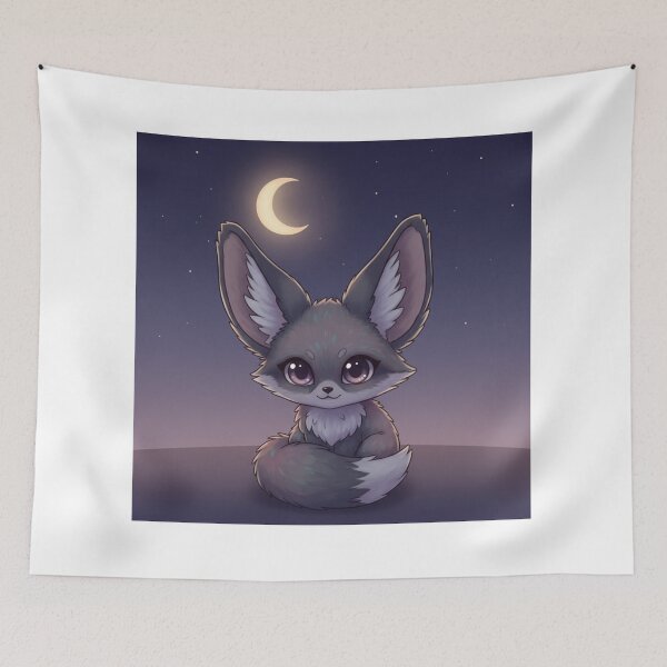 Aperçu de l'œuvre Renard fennec kawaii sombre créée et vendue par BloodMoonDesigns.