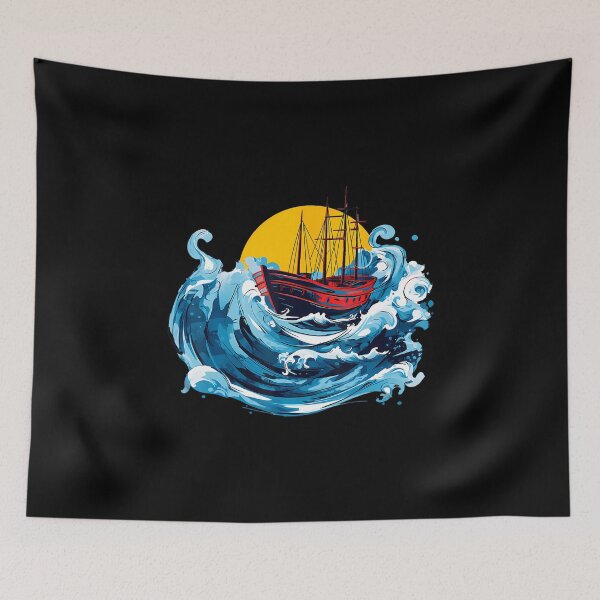 Item preview, Sailing Boat In The Wave Sea Boating Captain Lovers designed and sold by KathleenEliza.