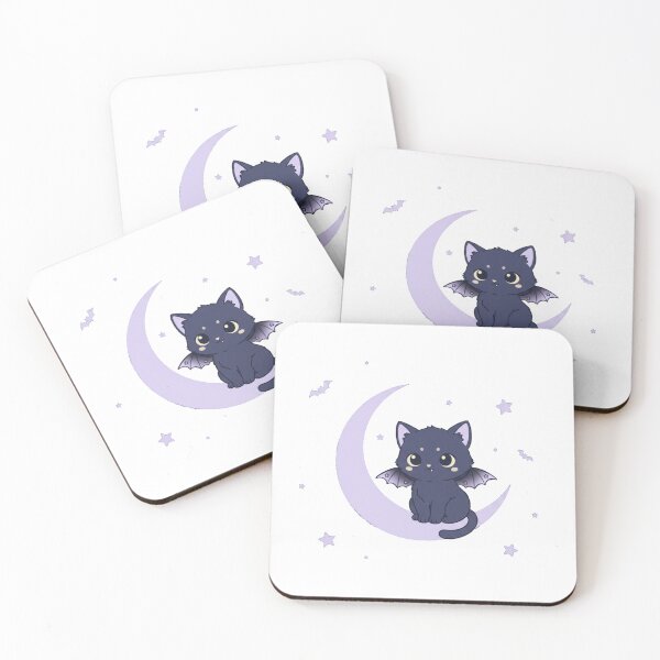 Aperçu de l'œuvre Chat Lune Kawaii Sombre créée et vendue par BloodMoonDesigns.