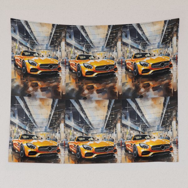 Item preview, Modern dealership floor reflecting a low aggressive sports car designed and sold by RevUpDesign.