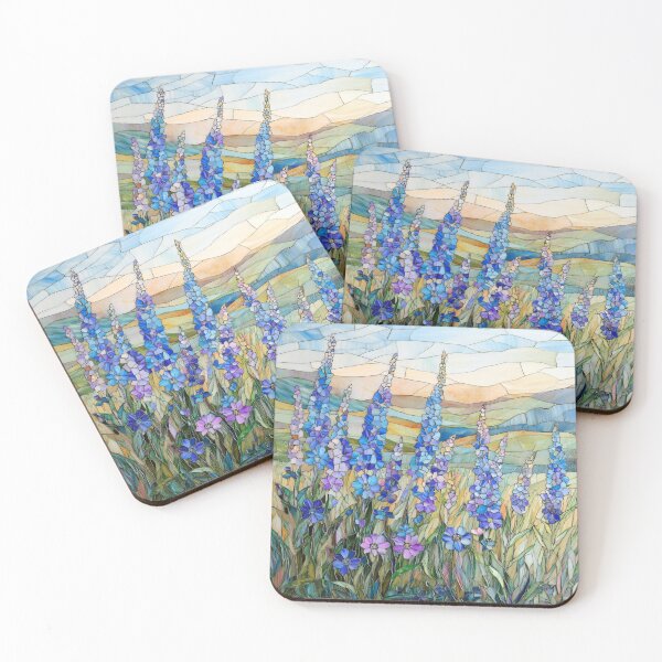 Item preview, Stained Glass Effect Meadow Blooming Larkspur Thorns designed and sold by GrinGalore.