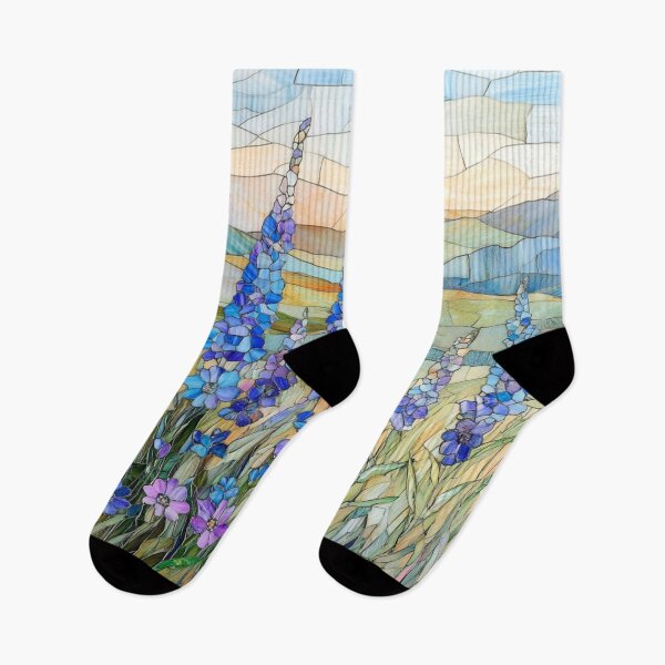 Item preview, Stained Glass Effect Meadow Blooming Larkspur Thorns designed and sold by GrinGalore.