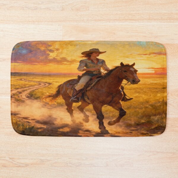 Item preview, Cowgirl Sunset Ride – Western spirit meets surreal prairie vibes full of color and freedom designed and sold by FotoworldEdel.