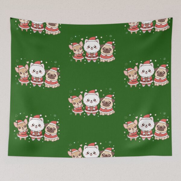 Item preview, Kawaii Christmas Dog Squad - Santa Pugs Pomeranian Chihuahua designed and sold by Tidarat-27.
