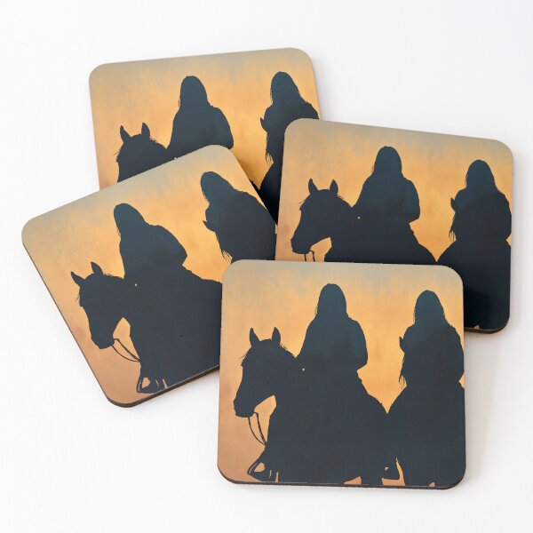 Item preview, Cowgirls at Golden Hour – Western Horseback Silhouette Artwork designed and sold by vividdigits.