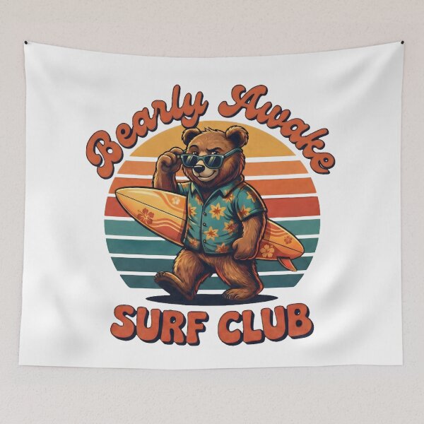 Item preview, Bearly Awake Surf Club Retro Design designed and sold by SoulenCify.