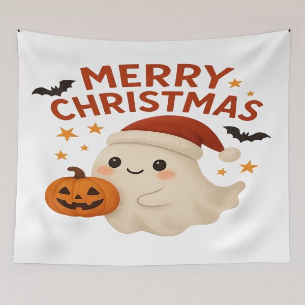 Item preview, Cute Christmas Ghost With Pumpkin Art designed and sold by HiteshArt111.
