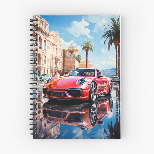 Item preview, Red sports car gleaming in Mediterranean square designed and sold by RevUpDesign.