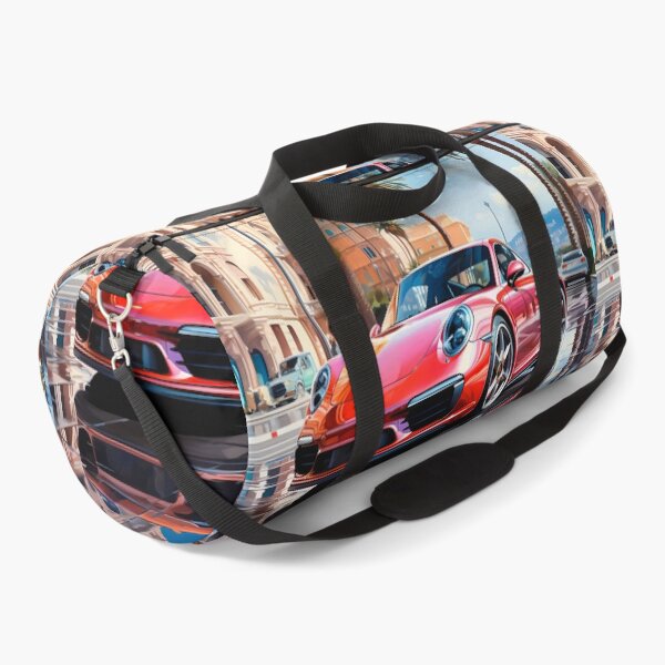 Item preview, Red sports car gleaming in Mediterranean square designed and sold by RevUpDesign.