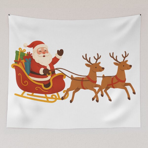 Item preview, Santa Claus in Sleigh with Reindeer – Christmas Illustration designed and sold by Art-Tacos.