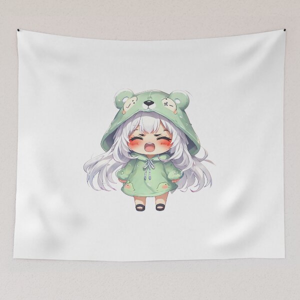 Item preview, Kawaii Chibi Bear Hoodie Girl designed and sold by AMPrintsArt.