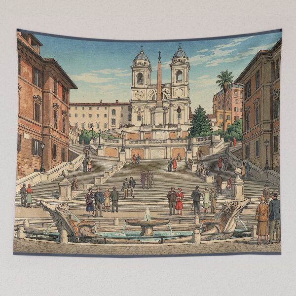 Item preview, The Spanish Steps Japanese Woodblock Print designed and sold by Takeda-art.