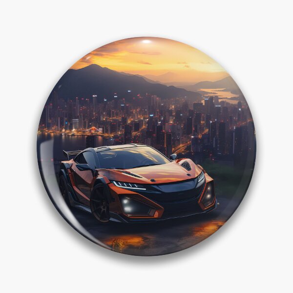 Item preview, Sunset city backdrop contrasts with an aggressive street supercar designed and sold by RevUpDesign.