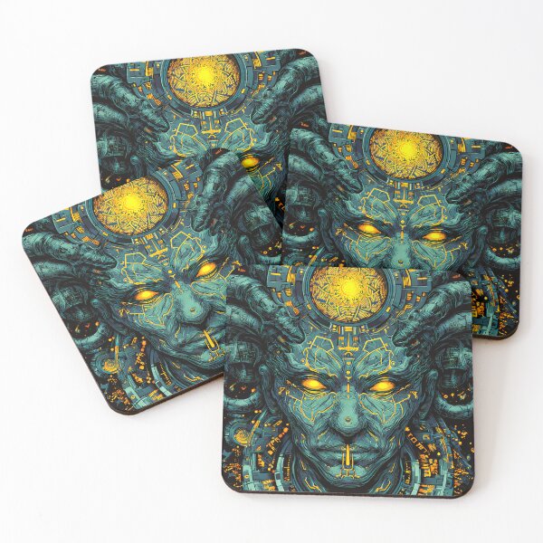 Item preview, Cyberpunk Techno Shaman Mask Art designed and sold by DarkSpaceVibes.