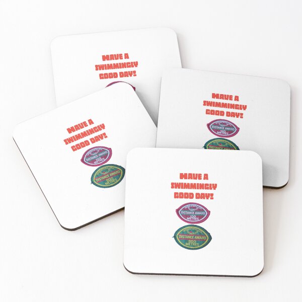 Item preview, 1980s swimming badges, retro, nostalgia 100m, 800m, Have a swimmingly good day  designed and sold by JustforLaughs1.
