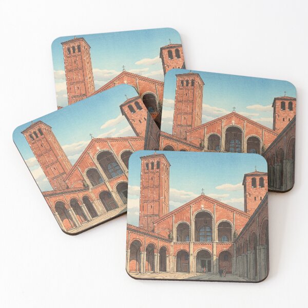 Item preview, Basilica of Sant Ambrogio Japanese Woodblock Print designed and sold by Takeda-art.