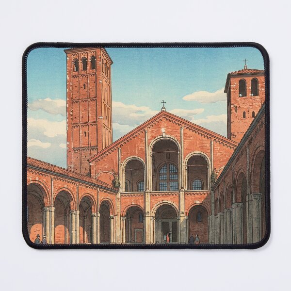 Item preview, Basilica of Sant Ambrogio Japanese Woodblock Print designed and sold by Takeda-art.