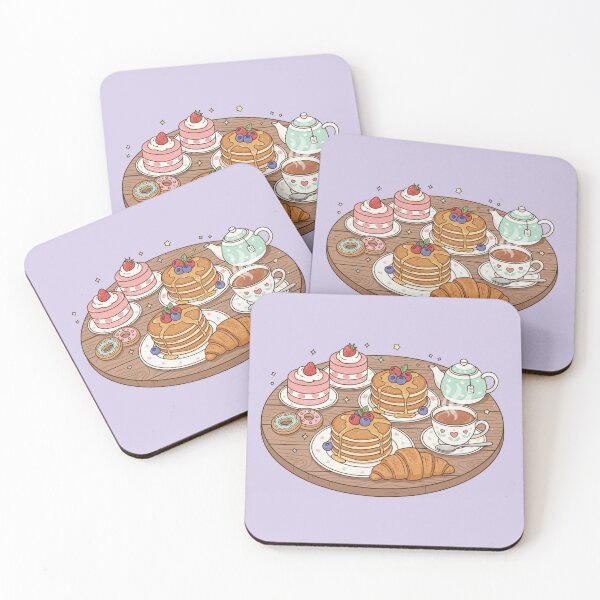Item preview, Kawaii Afternoon Tea Set - Cute Dessert and Tea Time Flatlay designed and sold by Tidarat-27.