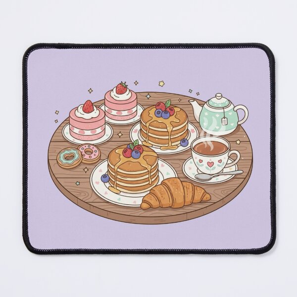 Item preview, Kawaii Afternoon Tea Set - Cute Dessert and Tea Time Flatlay designed and sold by Tidarat-27.