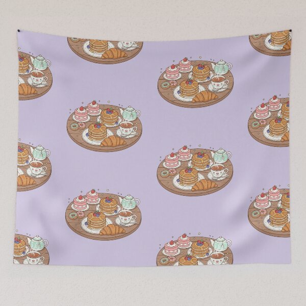 Item preview, Kawaii Afternoon Tea Set - Cute Dessert and Tea Time Flatlay designed and sold by Tidarat-27.