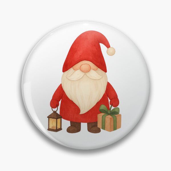 Item preview, Christmas Gnome with Lantern and Gift – Watercolor Illustration designed and sold by Art-Tacos.