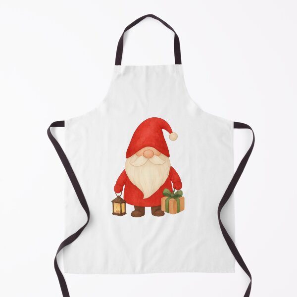 Item preview, Christmas Gnome with Lantern and Gift – Watercolor Illustration designed and sold by Art-Tacos.