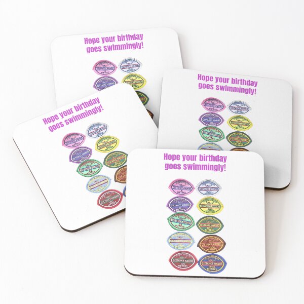 Item preview, Hope your birthday goes swimmingly 1980s swimming badges, retro, nostalgia  designed and sold by JustforLaughs1.