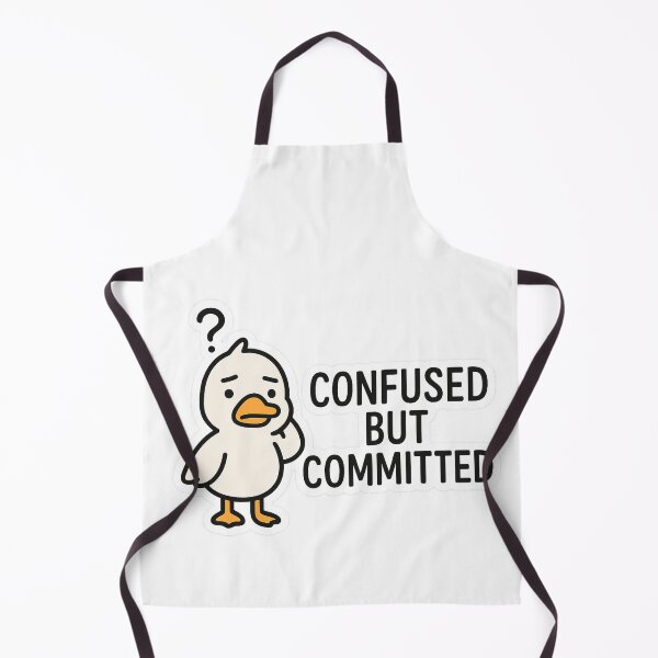 Item preview, confused duck sticker, committed but confused, relatable confusion quote, funny animal expression, cute aesthetic sticker, social media humor, chaos life sticker, cartoon duck meme designed and sold by Gurjeetpixelart.