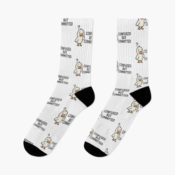 Item preview, confused duck sticker, committed but confused, relatable confusion quote, funny animal expression, cute aesthetic sticker, social media humor, chaos life sticker, cartoon duck meme designed and sold by Gurjeetpixelart.