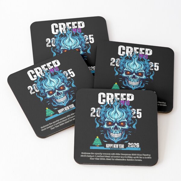 Item preview, Creepmas 2025 Blue Flaming Skull - Gothic Happy New Year 2026 designed and sold by CREEPY CRAZE.