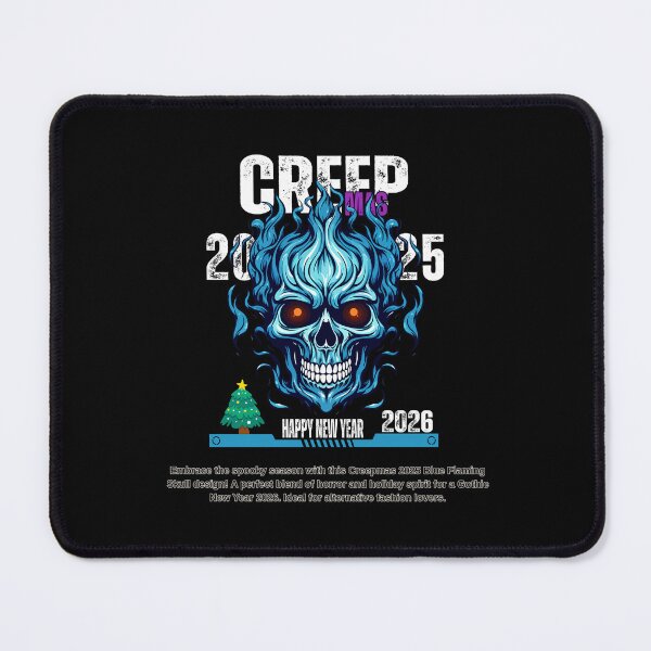 Item preview, Creepmas 2025 Blue Flaming Skull - Gothic Happy New Year 2026 designed and sold by CREEPY CRAZE.