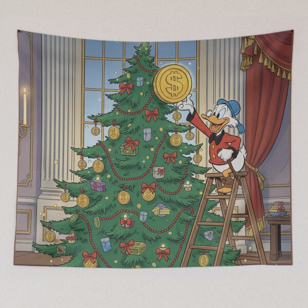 Item preview, Scrooge McDuck Decorating Christmas Tree Gold Coin Star designed and sold by GEK-NERD.