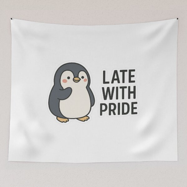 Item preview, Late with Pride – Cute Penguin Sticker designed and sold by Gurjeetpixelart.