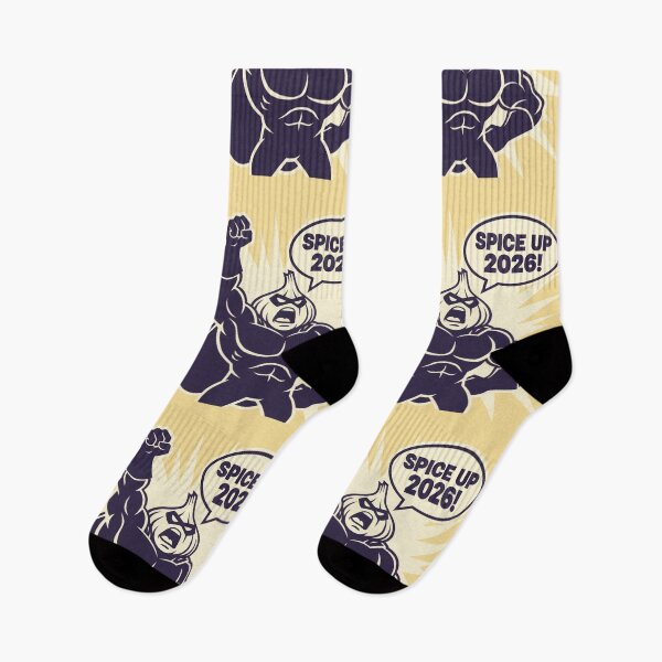 Item preview, Garlic superhero shouting ‘Spice Up 2026!’ designed and sold by COYOTE.