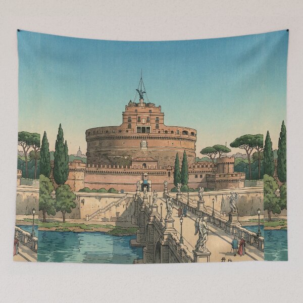 Item preview, Castel Sant Angelo Japanese Woodblock Print designed and sold by Takeda-art.