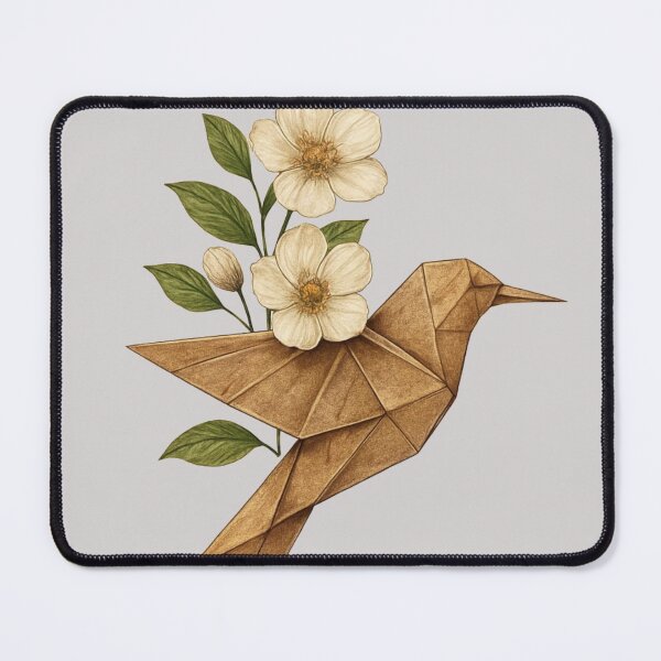 Item preview, Origami Bird Floral Art T-Shirt | Elegant Nature Aesthetic Tee designed and sold by KDesignCrafts.