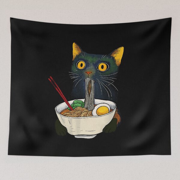 Item preview, Ramen Cat Poster Kawaii Black Cat designed and sold by IdealDo.