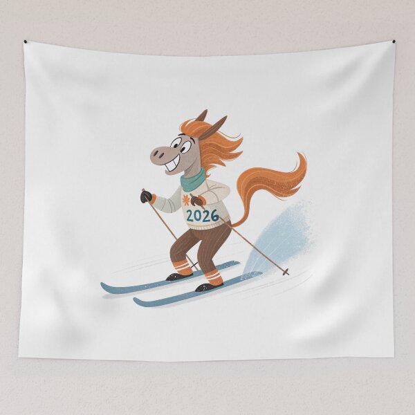 Item preview, Funny Skiing Horse 2026 | Winter Sports Year of the Horse Illustration by Vivo Studio designed and sold by VivoStudio.