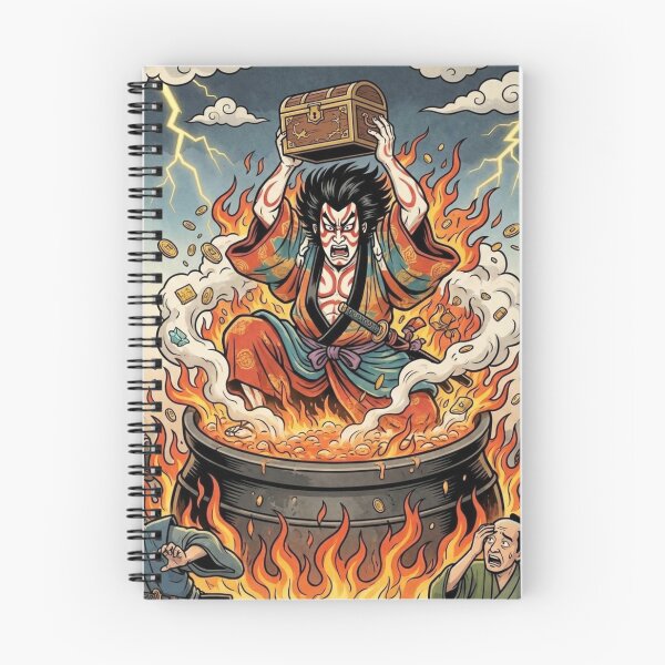 Item preview, Ishikawa Goemon in the Cauldron — Dramatic Ukiyo-e Kabuki Poster (Mori no Akari Series) designed and sold by Mori-no-Akari.
