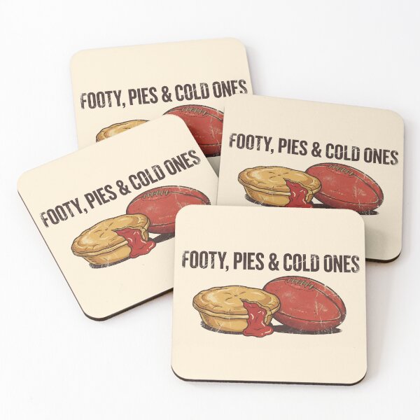 Item preview, Footy, Pies & Cold Ones - Vintage Aussie Rules Football & Meat Pie designed and sold by Imaginationbeyond.
