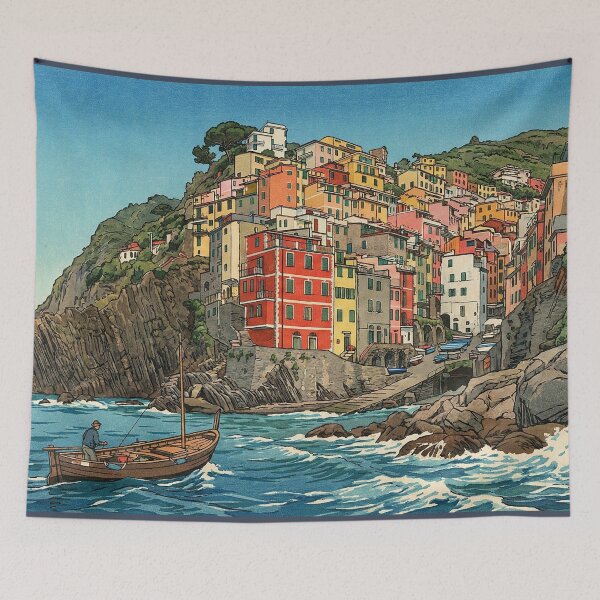 Item preview, Riomaggiore at Cinque Terre Japanese Woodblock Print designed and sold by Takeda-art.