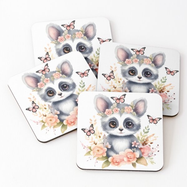 Item preview, Whimsical Watercolor Baby lemur With Butterflies designed and sold by Steele-Art.