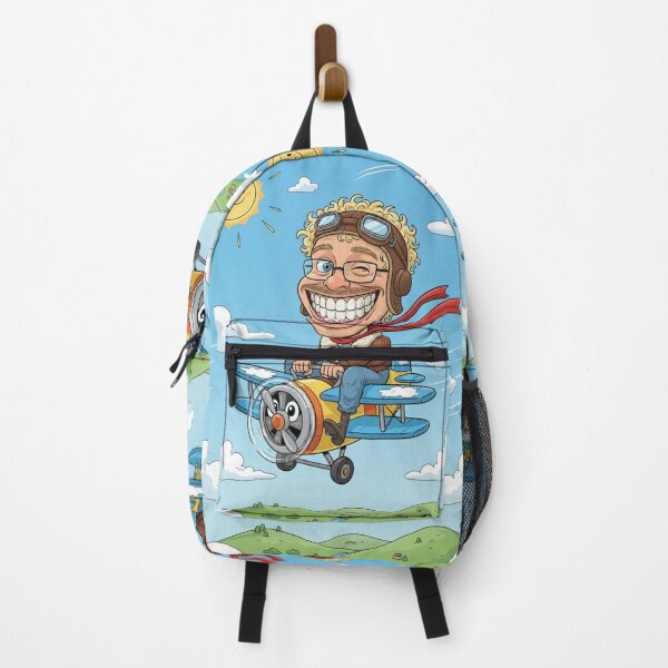 Item preview, Stunt Pilot Caricature – Big Smile Flying Biplane designed and sold by JanRizz.