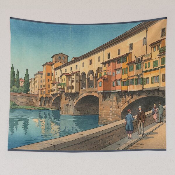 Item preview, Ponte Vecchio Bridge Japanese Woodblock Print designed and sold by Takeda-art.