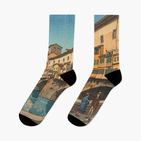 Item preview, Ponte Vecchio Bridge Japanese Woodblock Print designed and sold by Takeda-art.