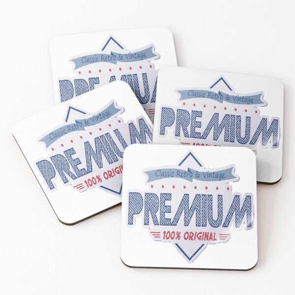 Item preview, Realistic Vintage Premium Sticker Label Design with Blue Denim Texture and Retro Badge designed and sold by ARTCREATESHOP.