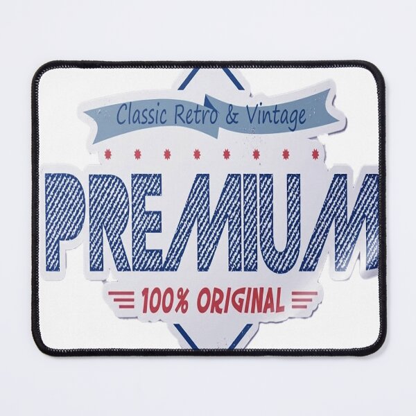 Item preview, Realistic Vintage Premium Sticker Label Design with Blue Denim Texture and Retro Badge designed and sold by ARTCREATESHOP.