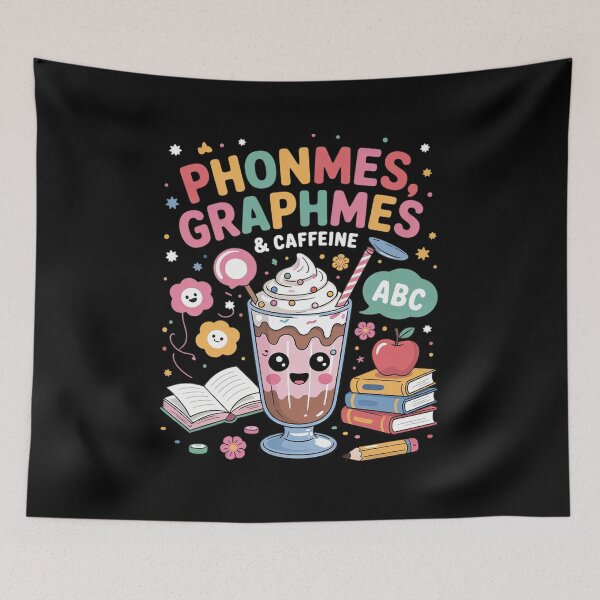 Item preview, Phonemes Graphemes and Caffeine Literacy Back to School T  designed and sold by lilLilaBatArt.