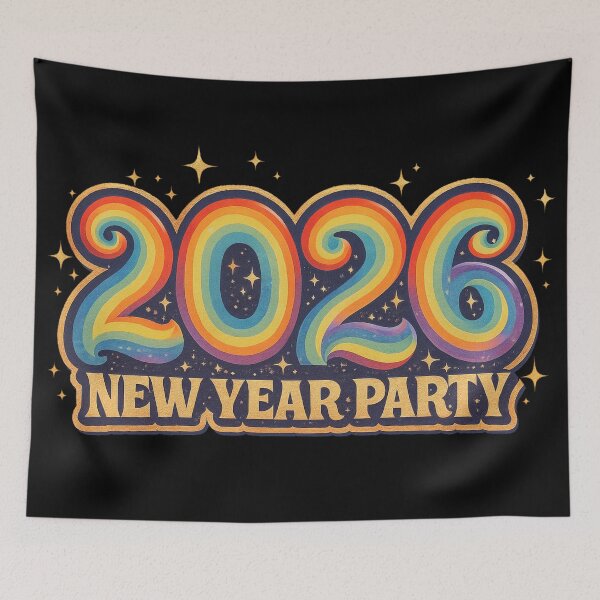 Item preview, 2026 Rainbow New Year Party – Retro Celebration designed and sold by PunchDrop.