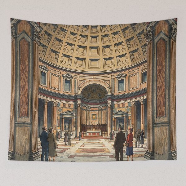 Item preview, The Pantheon in Rome Japanese Woodblock Print designed and sold by Takeda-art.